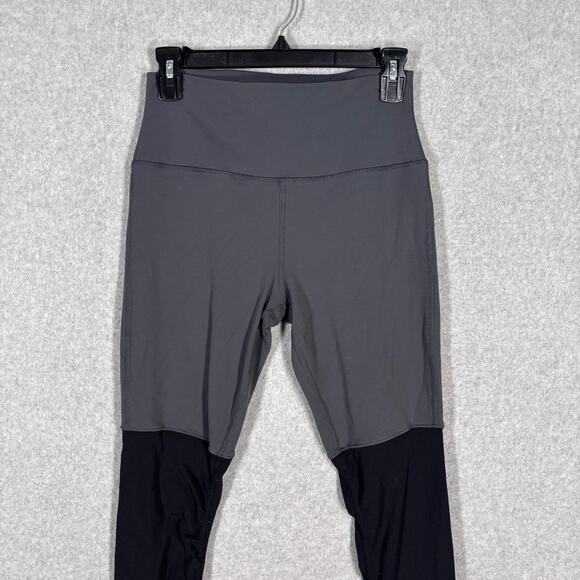 Alo Yoga Goddess Leggings Medium Gray Black High Rise Ribbed Ruched Ballet Dance - Picture 2 of 12